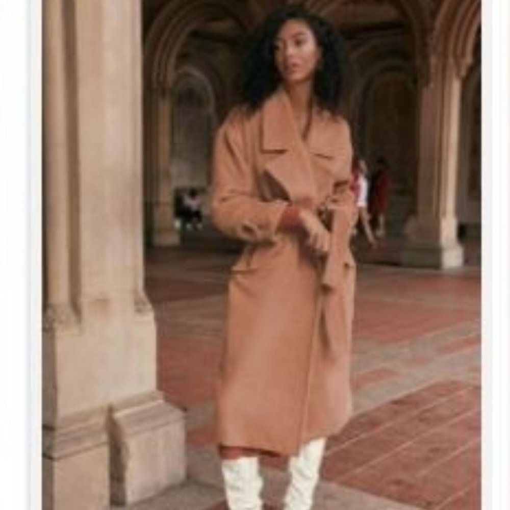 Lulus Statement Chic Light Brown Belted Coat Size… - image 3